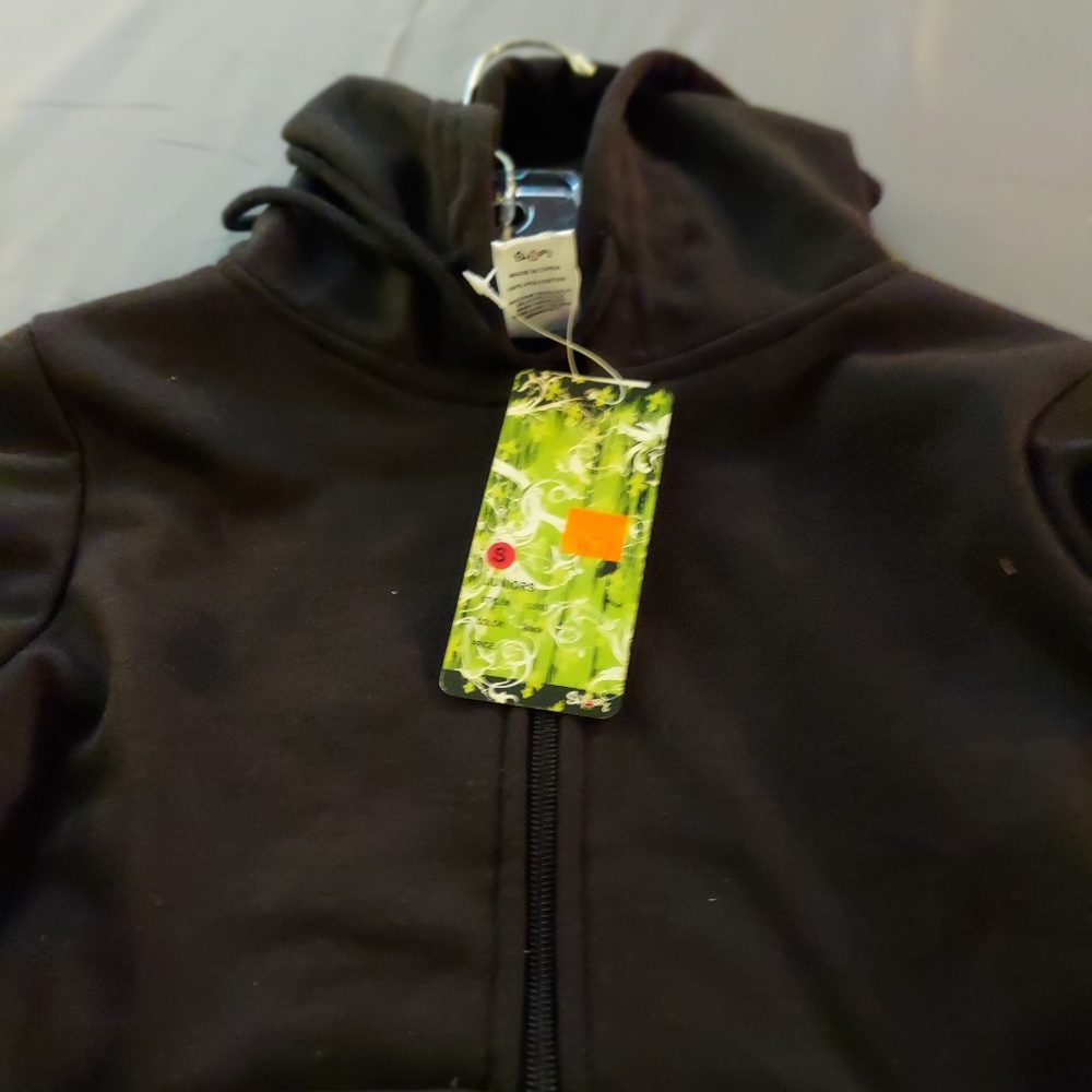 Black hooded sweat shirt